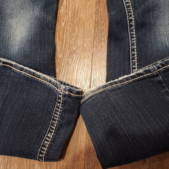 women's dark wash Silver Aiko Bootcut Jeans Sz 27 x 33, western contrast stitch - Picture 9 of 16